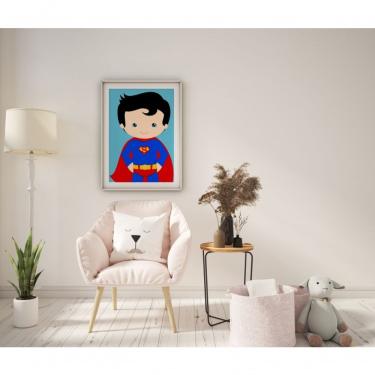 Imagem de Quadro Infantil Decorativo Baby Superman Retangular 20 X 30 em Vinil com Moldura Caixa Madeira Branco