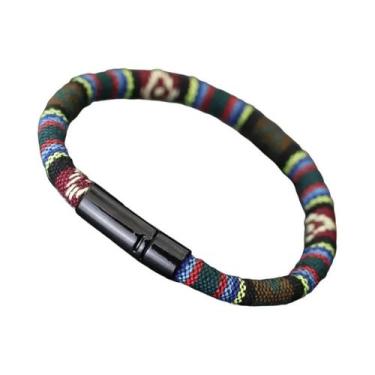 Imagem de Pulseira Masculina De 6mm Em Corda De Tecido Étnico Boêmio Grau a - Ac