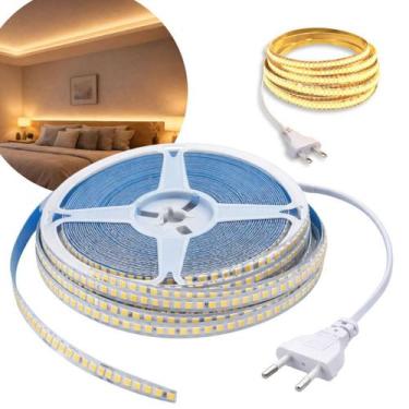 Imagem de Fita Led 10m Rolo 240 Leds/m Tomada 110v ou 220v Branco Frio 6500K ou 