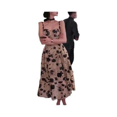 Imagem de Vestido Midi Floral Sem Mangas Para Mulheres, Elegante E Vintage, Moda