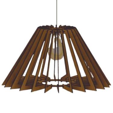 Imagem de Luminária Teto Tipo Pendente Pirâmide Mdf Completa - Cor:mdf Marrom - 