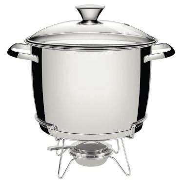 Imagem de Rechaud Tramontina Allegra Em Aço Inox Fundo Triplo Com Fogareiro E Tampa De Vidro 7,8 L 65650684