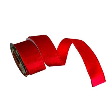 Imagem de Fita Aramada Decorativa Veludo Vermelho 9.14m X 6.30cm em Veludo e Arame 1 Rolo Tok da...