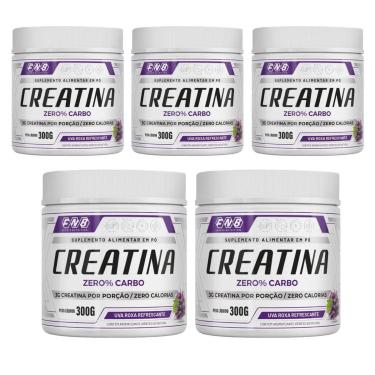 Imagem de Kit 5 Creatinas em Pó Zero Carbo 5x300g Sabor Uva Roxa FNB Sports Nutrition-Unissex