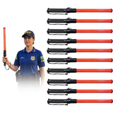 Imagem de Bastao Sinalizador LED Apito Kit 10 Viario Alerta Fiscal Frentista Seg