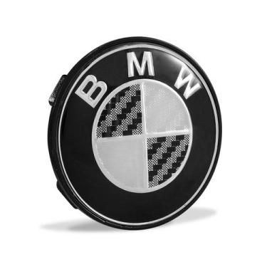 Imagem de Calotinha Roda Liga Leve BMW Até 2018 Preto 69mm Preta e Branco - GFM