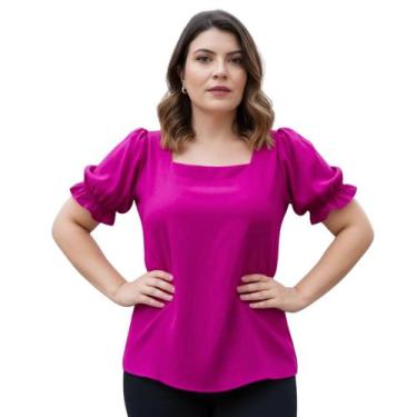Imagem de Blusa Social Feminina Manga Bufante Princesa em Viscolinho Elegante - 