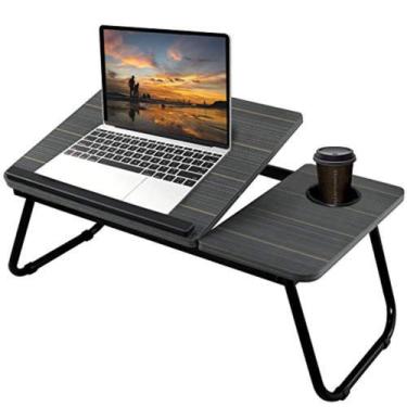 Imagem de Suporte Apoio Notebook Ajustável Dobrável C/ Porta Copos - C3B, Preto