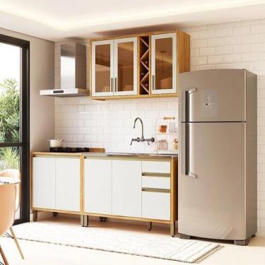 Imagem de Cozinha Modulada Compacta 3 Peças 7 Portas e 3 Gavetas 100% Mdf 200cm 