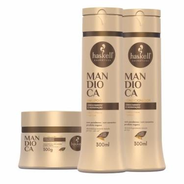 Imagem de Kit Mandioca 300gr Haskell (3 itens)  Shampoo + Condicionador + Máscar