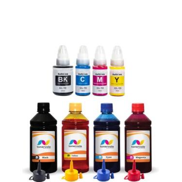 Imagem de 1L de Tinta e Refil Compatível Para Canon GI-190 GI190 250ml - Toner V