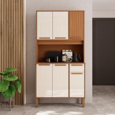 Imagem de Armário de Cozinha Frisado 6 Portas 1 Gaveta 90cm Roma - Indekes