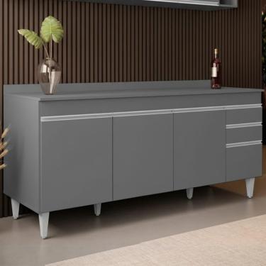 Imagem de Balcão De Cozinha Para Pia Com Tampo 180cm Dallas Cinza - Lumil