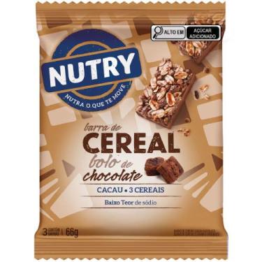 Imagem de Barra de Cereais Nutry Bolo de Chocolate 3 Unidades com 22g Cada