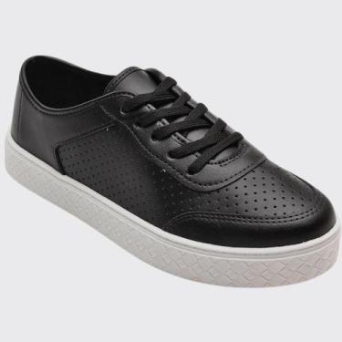 Imagem de Tenis Casual Feminino Básico Moleca 5712.325.15216 Preto, Preto, 36