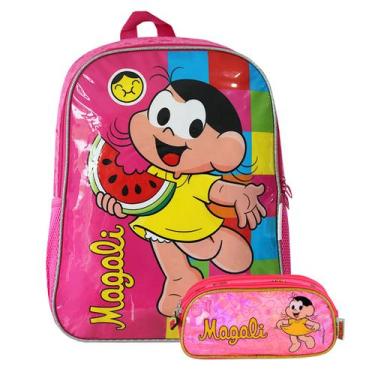 Imagem de Kit Magali Mochila Escolar De Alças e Estojo Três Bolsos - Luxcel