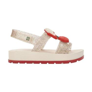 Imagem de Sandalia Infantil Zaxynina Cherry Cereja Glitter 19265, Bege, 19
