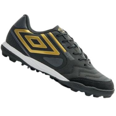 Imagem de Chuteira Society Umbro Pro 5 Bump Masculina, Preto, Dourado, 42