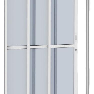 Imagem de Porta de Alumínio de Correr 210x150cm 3 Folhas com Travessa e Vidro Branco