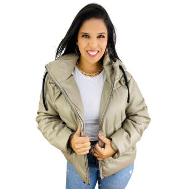 Imagem de Jaqueta Feminina Puffer Couro Facinelli 620259, GG, Caqui