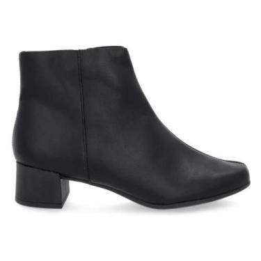 Imagem de Bota Usaflex Feminina Em Couro Salto Bloco Lisa AL1101001 - Preto, 37