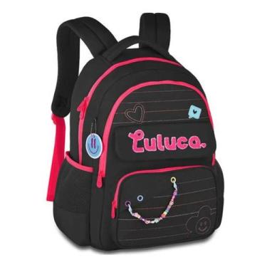 Imagem de Mochila de Costas Escolar Luluca, Juvenil 17,5" LU24610 Cor:Preto