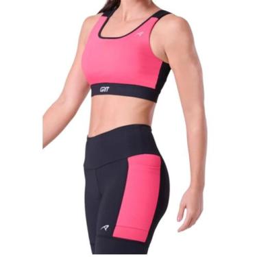 Imagem de Top Authen Grit Bossa Reto C/ Bolso - feminino - preto e rosa, Pto, Rs