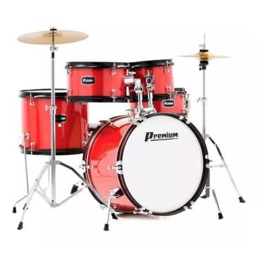 Imagem de Bateria Acústica Infantojuvenil Premium Dx45 Vermelha