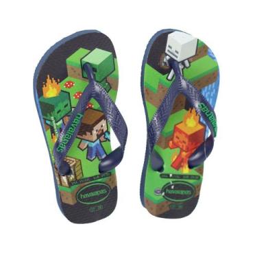 Imagem de Chinelo Havaianas Minecraft Calce Facil, 31/2, Azul escuro