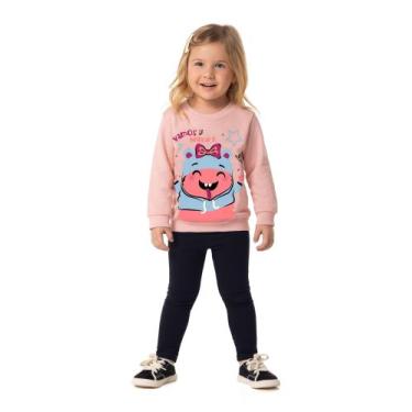 Imagem de Conjunto Moletom Inverno Infantil Menina Flanelado Blusão e Calça Legg