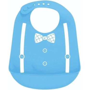 Imagem de Babador De Silicone Com Pega Migalhas Azul Menino Buba