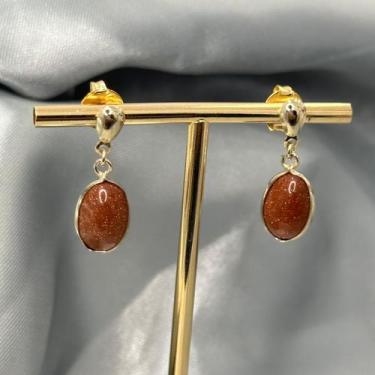 Imagem de Brinco cabochão 10x14 no canevão- pedra do sol - Nova Topázio