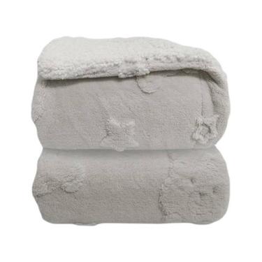 Imagem de Cobertor Sherpa com Relevo Urso 90x110cm Cinza - Laço Bebê
