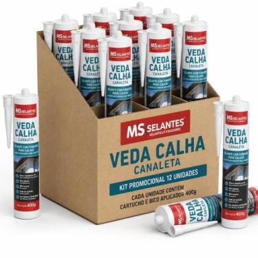 Imagem de Kit 12 cartucho veda calha cinza 400gr - MS SELANTES, CINZA
