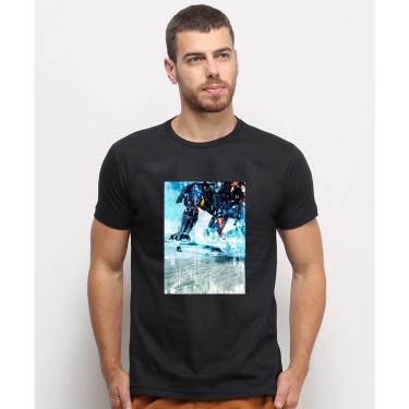 Imagem de Camiseta masculina Preta algodao Circulo De Fogo Pacific Rim Pintura