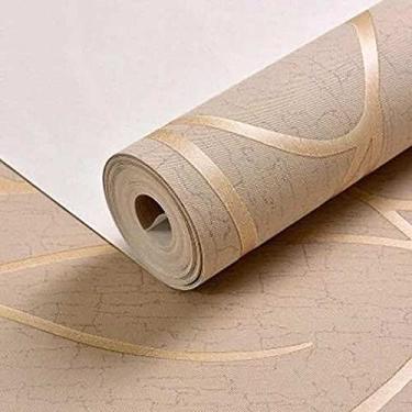 Imagem de WSWJDW Papel de parede autoadesivo adesivos de parede 3D não tecido para sala de estar Papel de parede quarto sala de jantar Decoração para casa, marrom, 10mx53cm