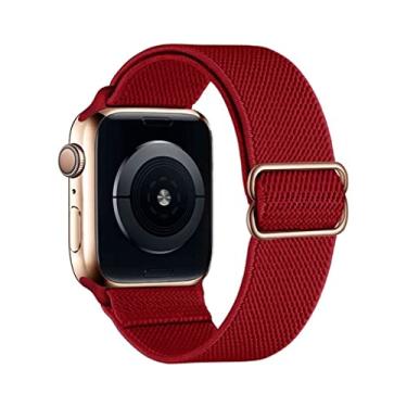 Imagem de Pulseira Nylon Solo Elástica Compatível com Apple Watch (42/44/45, Vermelho)