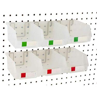 Imagem de Right Arrange Caixas de Pegboard – Pacote com 6 Transparentes Grandes – Ganchos para Qualquer Placa de Peg – Organize Ferragens, Acessórios, Bancada, Armazenamento de Garagem, Sala de Artesanato, Galpão de Ferramentas, Suprimentos de Passatempo, Peças Pequenas