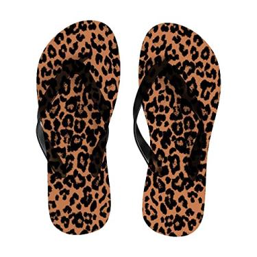 Imagem de Chinelo feminino fino padrão de leopardo marrom sandália de verão praia confortável chinelos de viagem para mulheres e homens, Multicor, 10-11 Narrow Women/8-9 Narrow Men