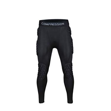 Imagem de Jellybro Calça masculina de compressão acolchoada para futebol, basquete, paintball, hóquei