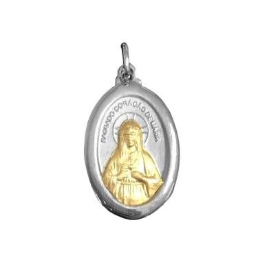 Imagem de Pingente Aço Sagrado Coração de Maria com Ouro 23x16mm