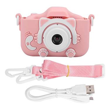 Imagem de Mini câmera infantil de 12 MP, brinquedo para câmera digital, com câmera dupla, bom presente, tela IPS de 2 polegadas, confortável, durável (rosa)