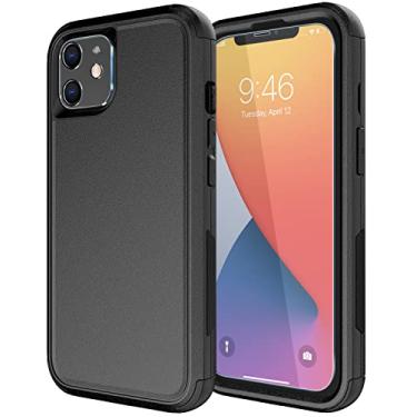Imagem de Diverbox Capa para iPhone 11 [à prova de choque] [à prova de queda] [protetor de tela de vidro temperado], capa de proteção resistente para Apple iPhone 11 (preto-3 em 1)