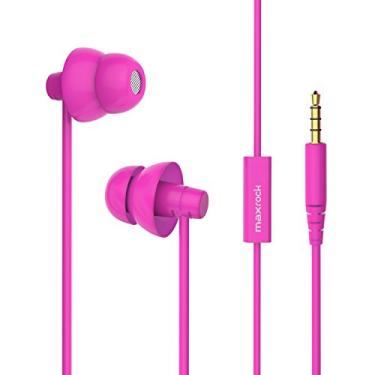 Imagem de MAXROCK (TM Super Mini Fones de ouvido de silicone macio total com microfone Music Sleep Choice para celulares, iPad, tablet, MP3, laptop e a maioria dos leitores de áudio de 3,5 mm (rosa)