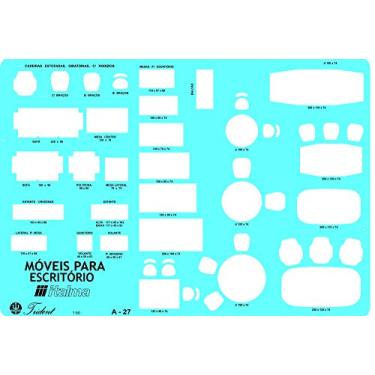 Imagem de Gabarito de Móveis para Escritório, Trident, Acrílico Azulado 24.5 x 16.5 cm, A-27