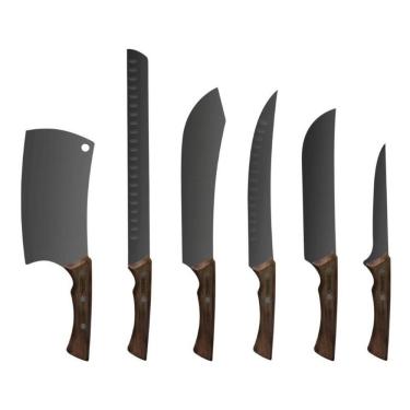 Imagem de Jogo Facas P/ Churrasco Black Tramontina Inox Cabo Madeira