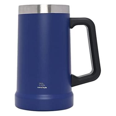 Imagem de Mimo Style Caneca Térmica Para Cerveja Azul 700Ml Feita Inteiramente em Aço Inoxidável com Alça. Mantém sua Bebida Gelada por 4 Horas e Quente por 4 Horas. Resistente, Durável e Ecológica