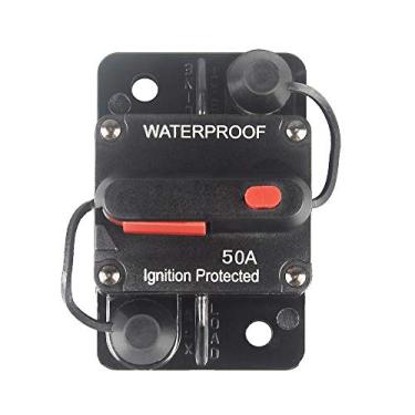 Imagem de WOHHOM Disjuntor de 50 Amp com reinicialização manual de 12 V-36 V DC à prova d'água para carros de áudio Rv Marine Boat Truck Trolling Motors, alto-falante de carro 30 – 300 A, fusível reiniciável