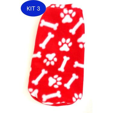 Imagem de Kit 3 Roupa Capa Soft Para Cães Vermelho Com Estampa Tamanho