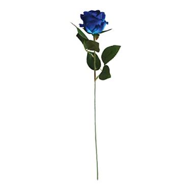 Imagem de Kasituny Flor artificial não murchada tecido textura simulação Rose Premium Azul